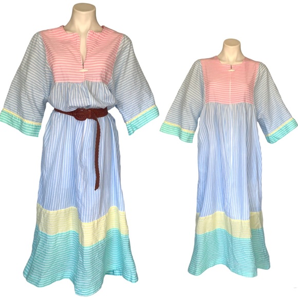 v i n t a g e :: Unique Pastel Cottagecore Nightgown Maxi Dress Muumuu